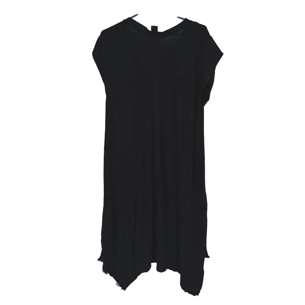 Free People Kismet Black Asymmetrical Button Mini Dress Raw Hem XS OB1412981 - Picture 10 of 12
